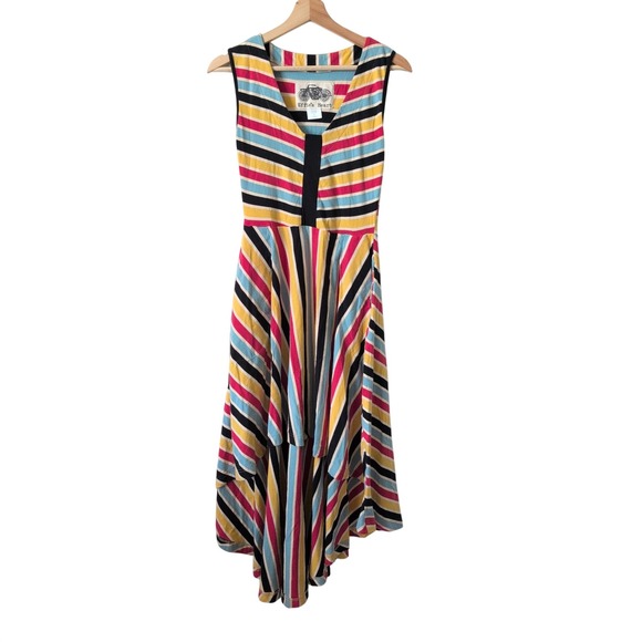 Effie's Heart Dresses & Skirts - Effies Heart Striped Midi Dress V-Neck Pockets Small Maximalist Retro Dopamine